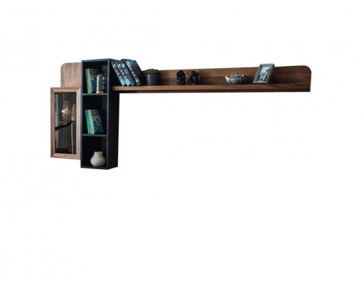 Brown living room wall unit designer TV stand RTV wood shelves LED