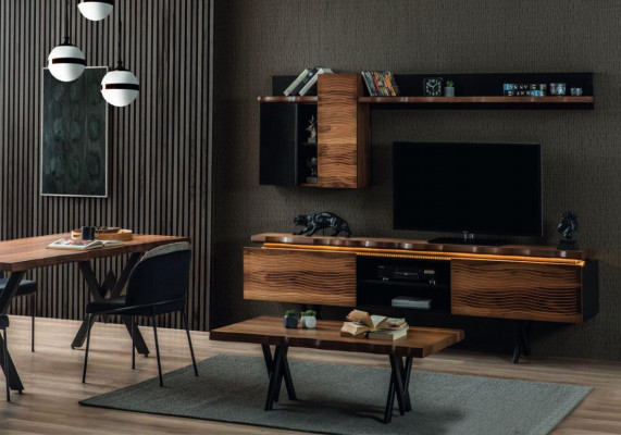 Luxurious living room wall unit wall cabinet TV stand coffee table 3-piece set