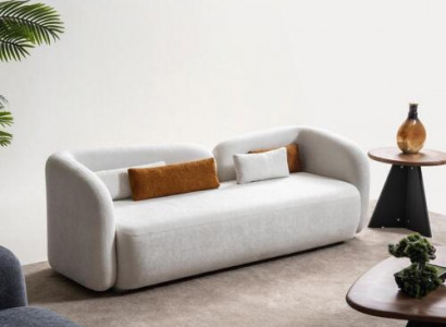 Modern design upholstery white three-seater sofa fabric material