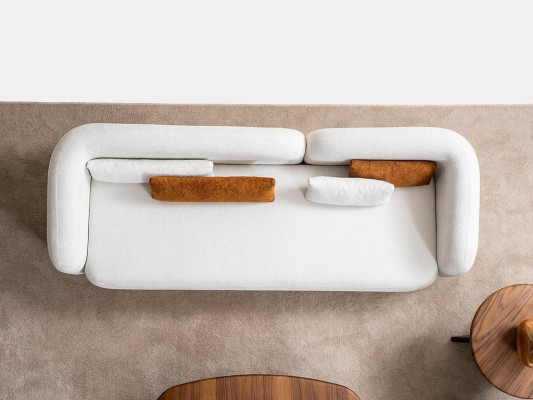 Modern design upholstery white three-seater sofa fabric material