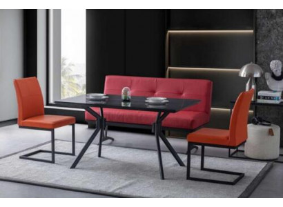 Modern dining room furniture black dining table faux leather chairs luxury bench