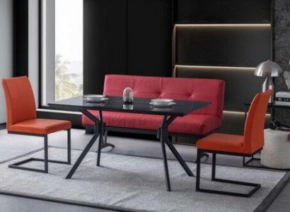 Modern dining room furniture black dining table faux leather chairs luxury bench