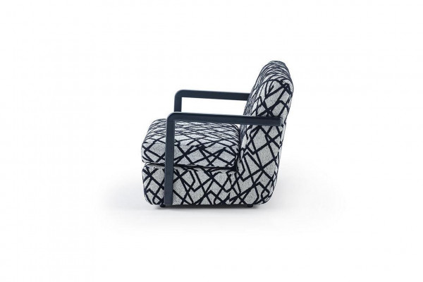 Black-Grey Living Room Armchair Designer 1-Seater Luxury Lounge Chair