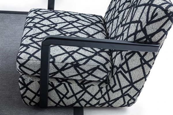 Black-Grey Living Room Armchair Designer 1-Seater Luxury Lounge Chair