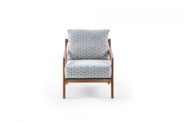 Living room white wood frame armchair Roubster fabric stylish single-seater