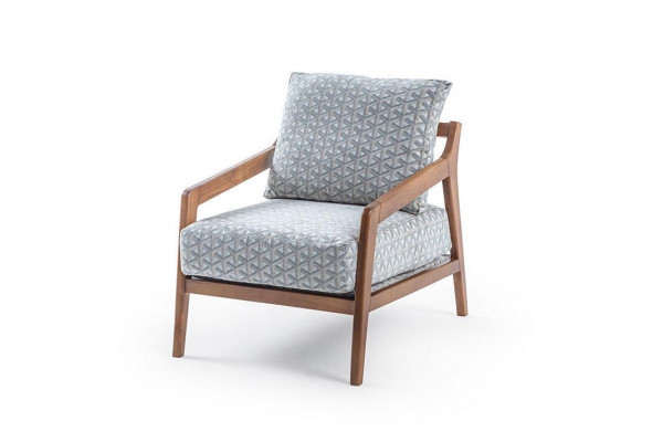 Living room white wood frame armchair Roubster fabric stylish single-seater