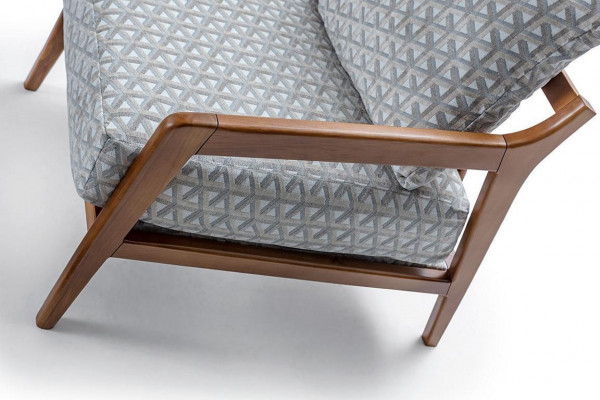 Living room white wood frame armchair Roubster fabric stylish single-seater