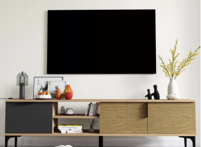 Brown-Gray RTV TV Lowboard Cabinet Modern Design Rectangular Shape Living Room