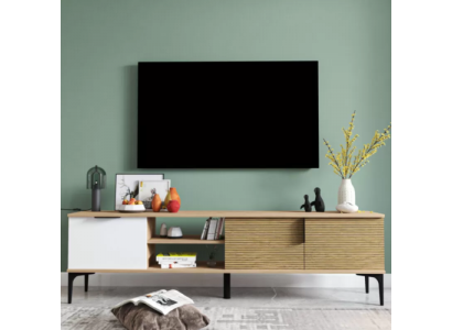 Lowboard RTV Modern Design Luxury Living Room Rectangular Brown White