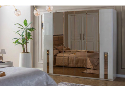 Luxurious white wardrobe bedroom glass cabinet wood furniture