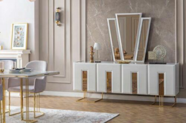 White stainless steel sideboard designer dining room furniture luxury dresser new