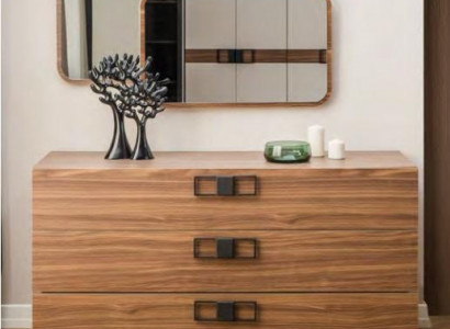 Modern brown bedroom dresser elegant drawer compartments wooden furniture