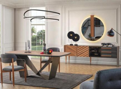 Stylish dining room set designer dining table 4x upholstered chairs sideboard