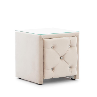 Beige Chesterfield bedroom set bed stool 2x nightstands