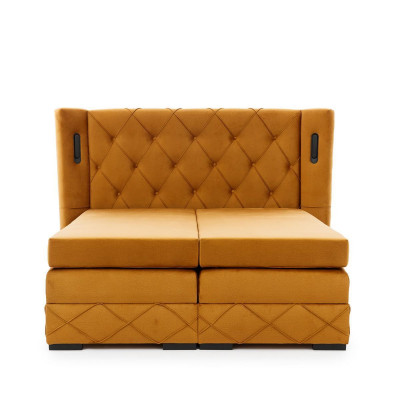 Brown Exclusive Chesterfield Bed Upholstered Nightstands Designer Furniture