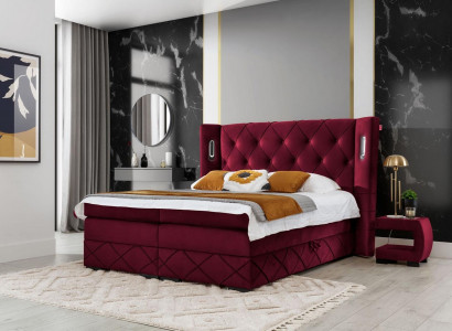 Design bedroom set 6-piece complete bed nightstand wood modern upholstered bed