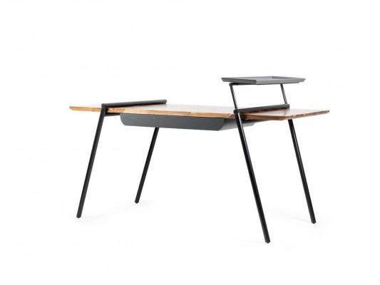 Office furniture, work table, brown desk, wooden computer table, table furnishing.