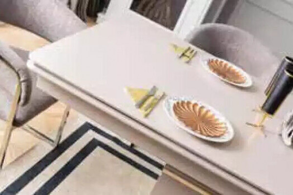 Table, 6x chairs, sideboard, mirror, 9-piece dining room set, group, ensemble