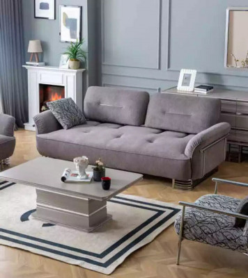 Sofa 3-seater fabric living room design modern new luxury white gray