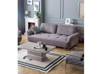 Sofa 3-seater fabric living room design modern new luxury white gray