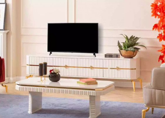 Living room TV stand furniture RTV television style modern white luxury wood