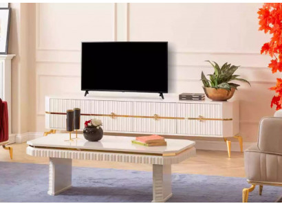 Coffee table and sideboard 2-piece living room furniture table lowboard new white