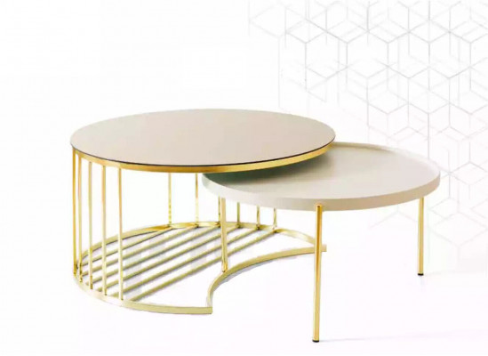 Modern 2x Coffee Tables Stainless Steel Coffee Table Living Room Table New Gold