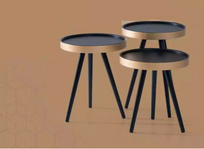 Stylish side table coffee table round wood new black