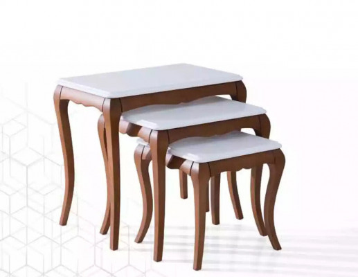 Side table 3x living room furniture material wood white design modern