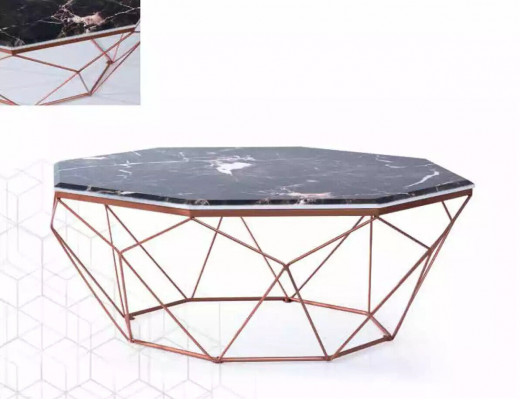 Modern living room coffee table made of wood, black sofa table.