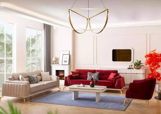 Living room armchair furniture swivel chair 1-seater modern red design fabric