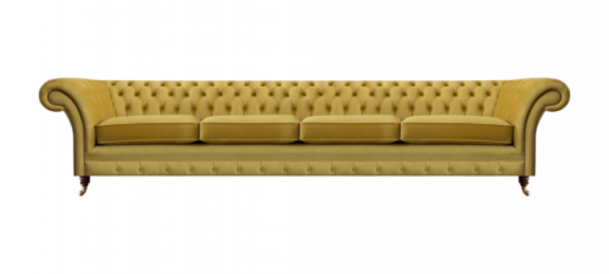 Luxury Yellow Sofa Four-seater Furniture Chesterfield Textile Living Room New