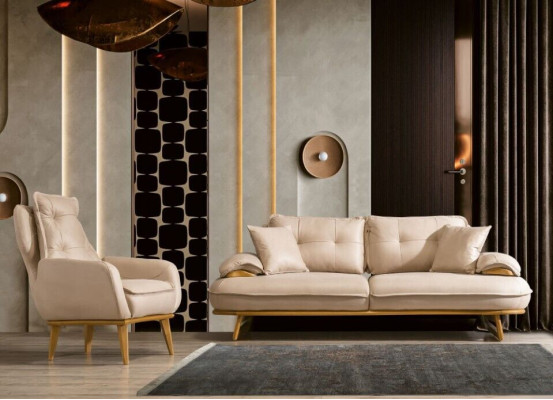Modern sofa set designer 3-seater luxury upholstered armchair 3+1 set