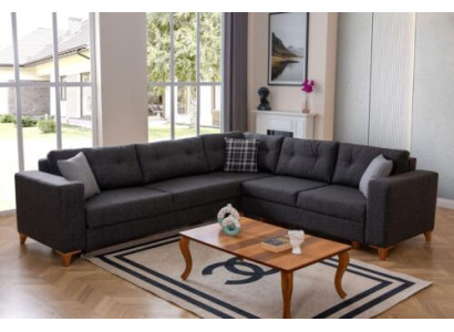 Exclusive dark grey corner sofa living room upholstered couches L-shaped sofa