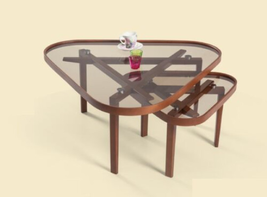 Robust Coffee Table Set Designer Triangular Sofa Tables Luxury Wood Furniture
