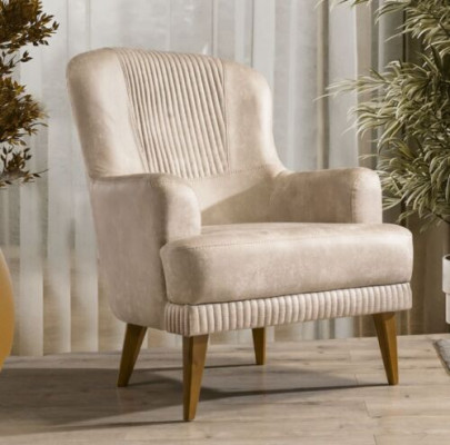 Beige single-seater designer armchair living room stylish upholstered chair