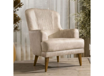 Beige single-seater designer armchair living room stylish upholstered chair