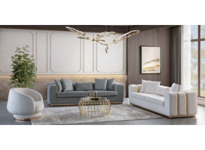 Gray and white living room upholstered sofas designer armchair 4-seater luxury furniture
