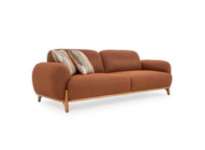Modern brown upholstered three-seater high-quality living room noble couches
