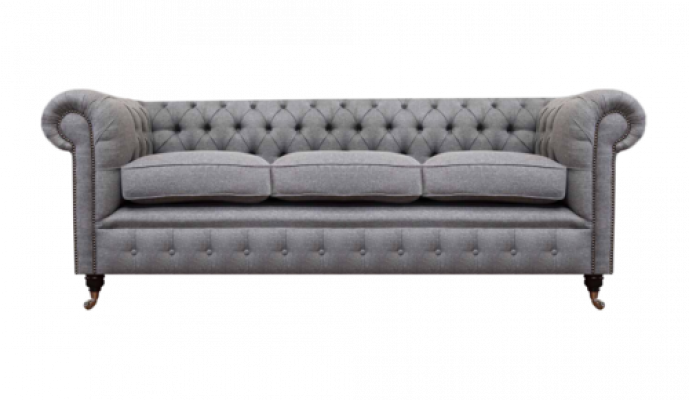 Gray Chesterfield living room textile fabric furniture luxury three-seater sofa
