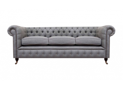 Gray Chesterfield living room textile fabric furniture luxury three-seater sofa