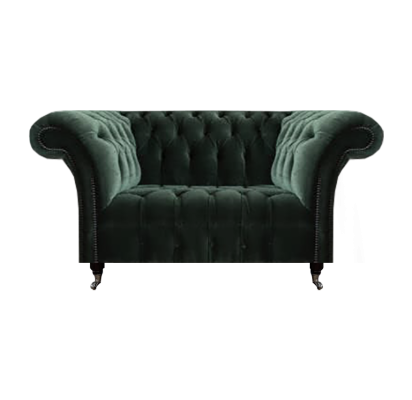 Luxury Black Two-Seater Sofa Couch Living Room Upholstered Furniture New Chesterfield