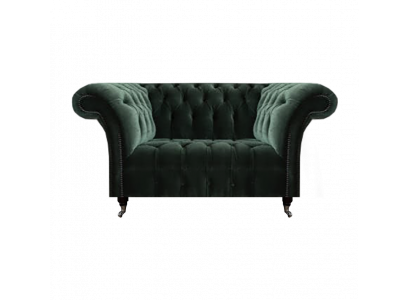Luxury Black Two-Seater Sofa Couch Living Room Upholstered Furniture New Chesterfield