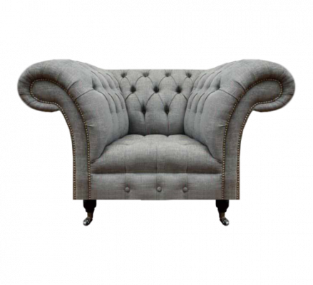Luxury fabric armchair living room Chesterfield upholstered furniture gray