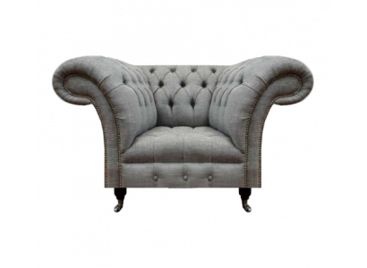 Luxury fabric armchair living room Chesterfield upholstered furniture gray