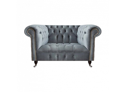 Living room gray armchair Chesterfield upholstered seating furniture new textile