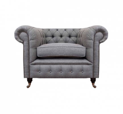 Living room chair luxury upholstered fabric Chesterfield textile seating new furnishings