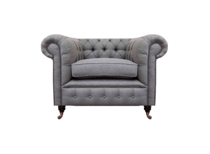 Living room chair luxury upholstered fabric Chesterfield textile seating new furnishings