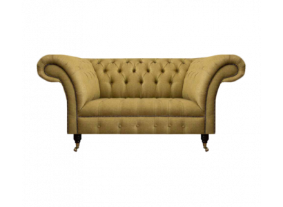 Yellow Chesterfield Two-seater Sofa Couch Living Room Furniture Luxury Upholstery Textile