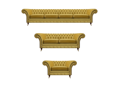 Luxury Yellow Chesterfield Sofas Living Room Set 3-piece Armchair Modern Upholstered Furniture